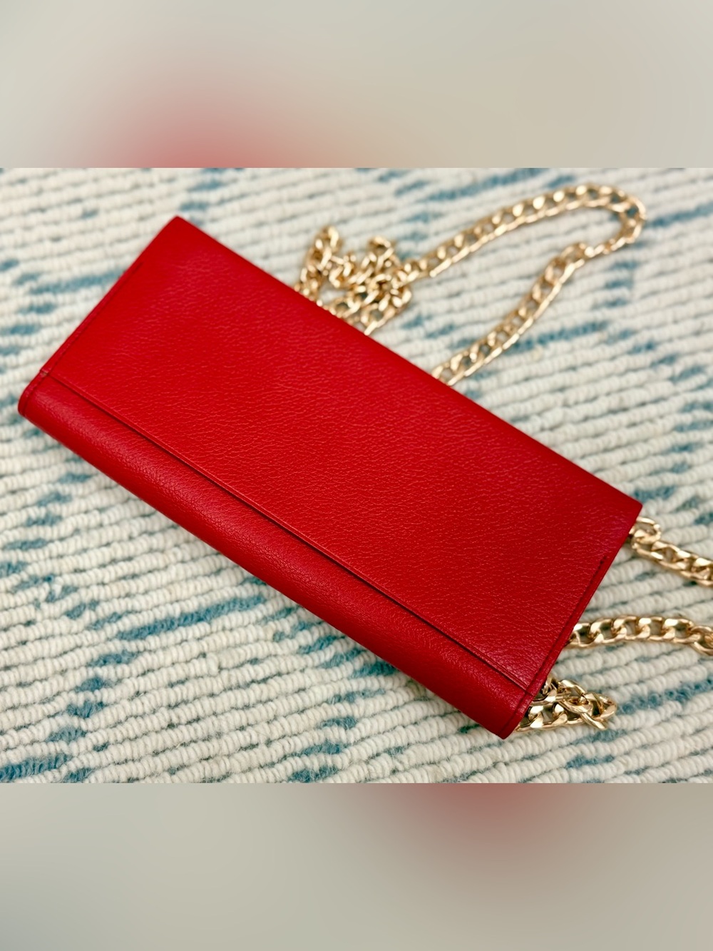 YSL Vintage 80’s Old Money Quiet Luxury Red Pebbled Leather Wallet W/ Crossbody - Picture 10 of 16